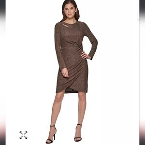 DKNY Cutout Metallic Sheath Dress